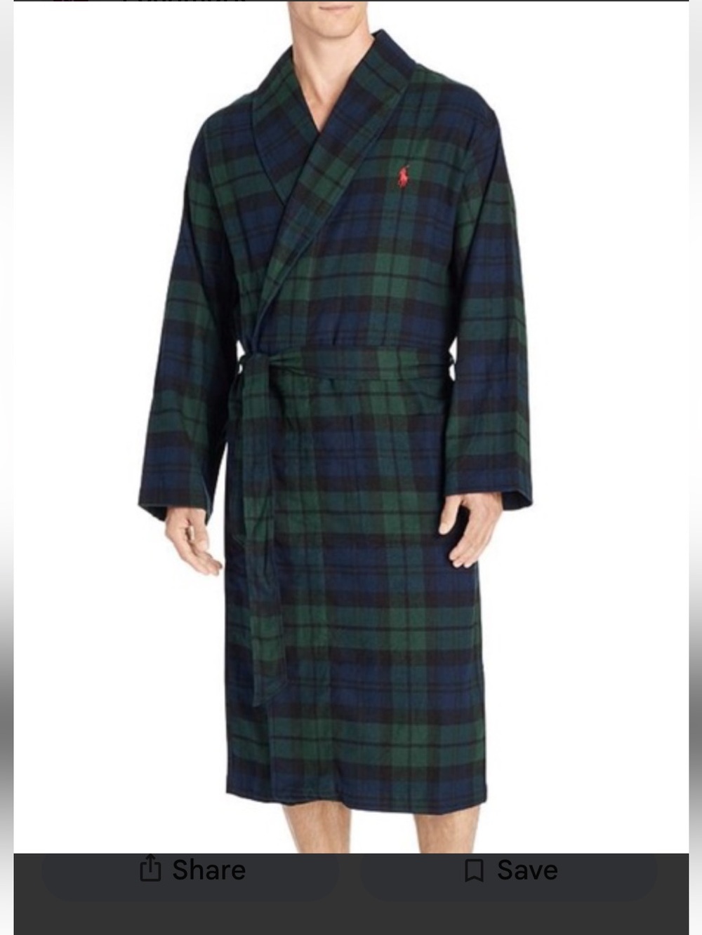 POLO Ralph Lauren Green Tartan Plaid Robe Size L/XL, NWT